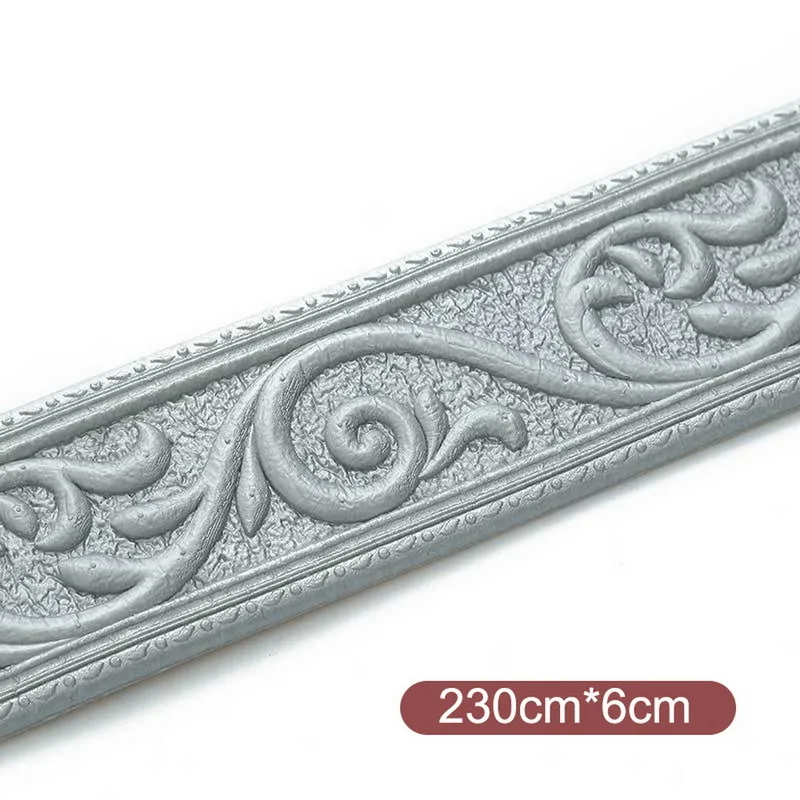 13 Styles 3D Foam Wall Edge Strip Stickers Self Adhesive Waterproof Baseboard Corner Waist Line Sticker Wall Trim Line 2.3M