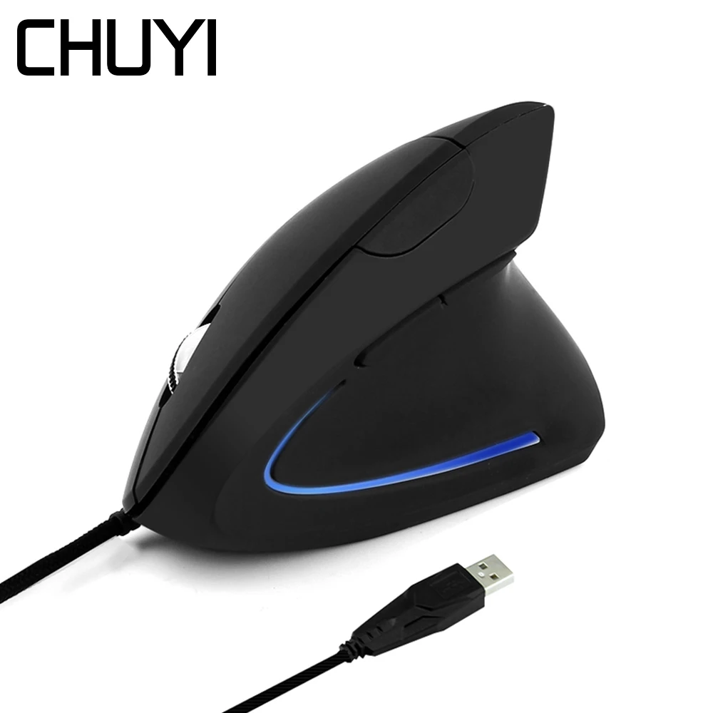 Chuyi Wired Vertical Mouse Ergonomic Rgb Backlit Gaming Muase 3200 Dpi Usb Optical Computer