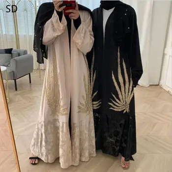 

Long Embroidery Open Abaya Dress Peignoir Fashion Dubai Islamic Abayas Prayer Service Clothing Muslim