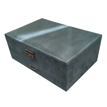 

European Style Double Layer Large Capacity Elegant Flannel Jewelry Box with Lock Fashion Leader Velvet Jewelry Box