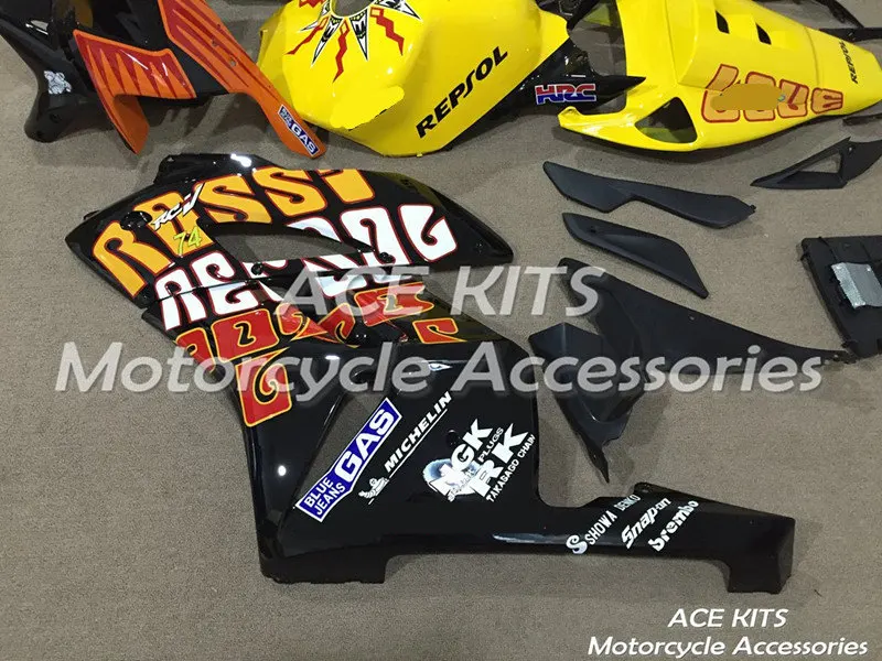 ACE наборы ABS инъекции обтекатели комплект Подходит для HONDA CBR1000RR 2004 2005 CBR1000RR 04 05 черный желтый F75