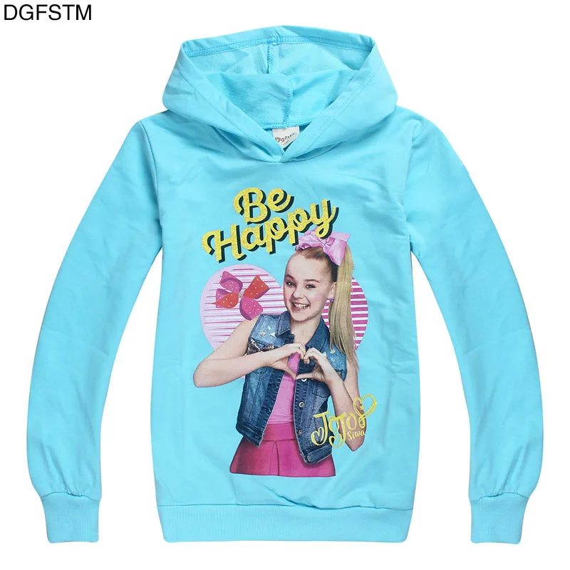 new spring and autumn cartoon JOJO siwa children's t-shirt girls cotton long-sleeved hoodies T-shirt children's clothing
