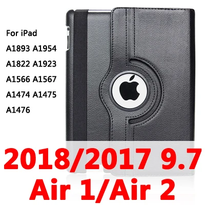 Air12 2017-18-black 360 Вращающийся чехол для Apple iPad 2/3/4 Air 1/2 A1430 A1458 A1460 iPad2 iPad3 iPad4 Air1 Air2 планшетный чехол для i Pad 9,7 - Цвет: Air12 2017-18-black