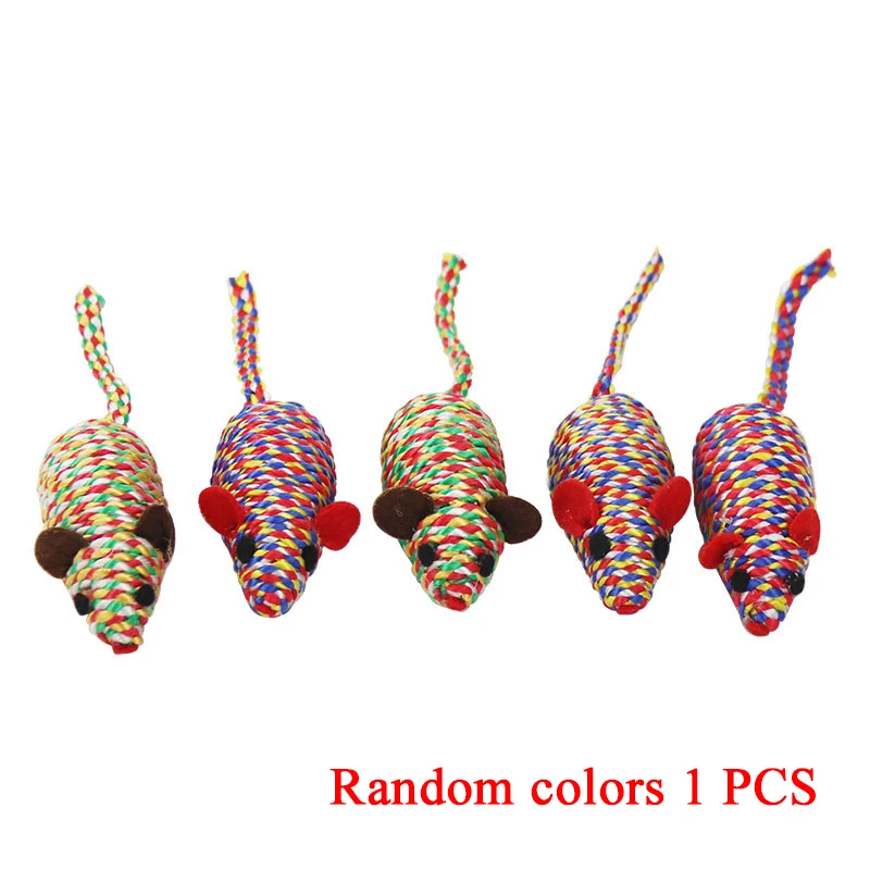1Pcs Pet Chewing Toys Multicolor Cute Cat Supplies Scratch Playing Color Rope Mouse Shaped Colorful Pet Products Cat Toys 2020