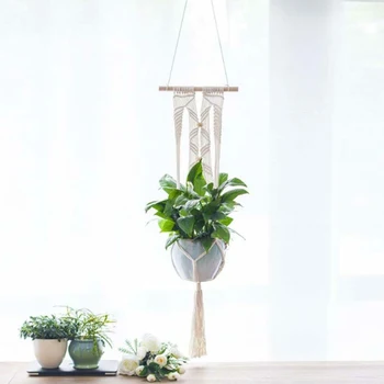 

2PCS Plant Hanger Flower Pot Holder Macrame Hanging Planter Braided Beige