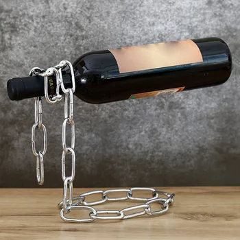 

Magical Suspension Iron Chain Wine Racks Creative Craft Chain Magic Wine Rack 3D Suspended Alcohol Bottle Holder