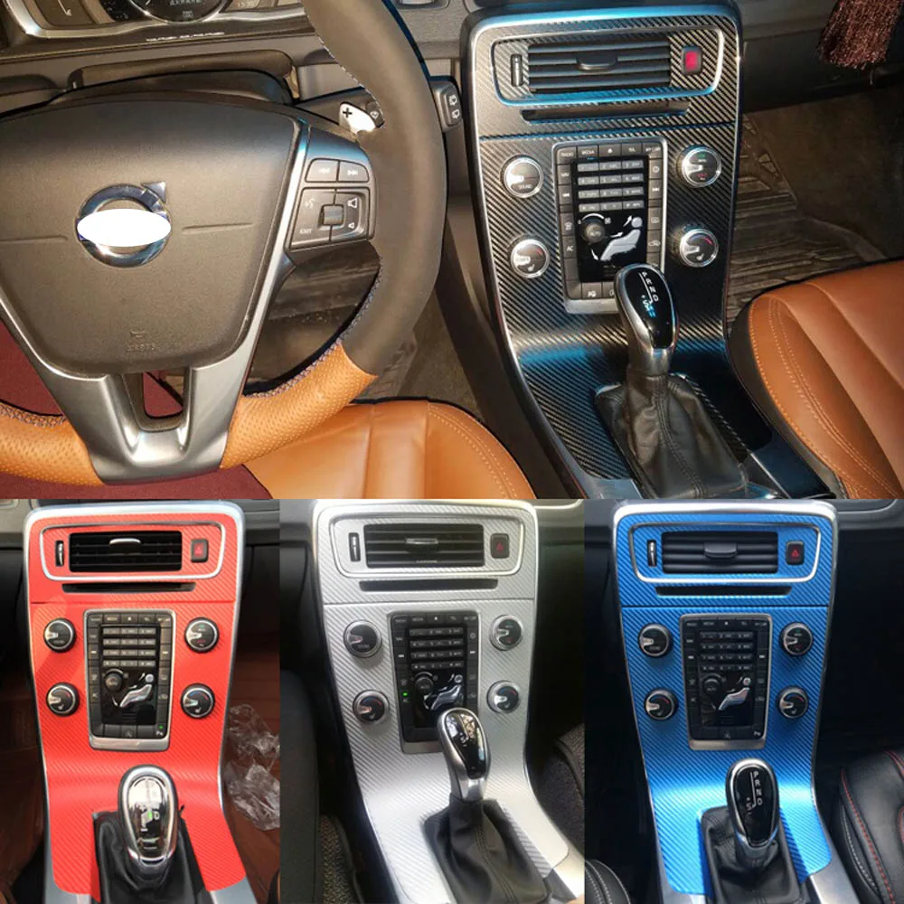 

Для Volvo V60 S60 2011-2018 внутренняя Центральная панель управления дверная ручка 5D наклейки из углеродного волокна Переводные картинки аксессуары для стайлинга автомобиля