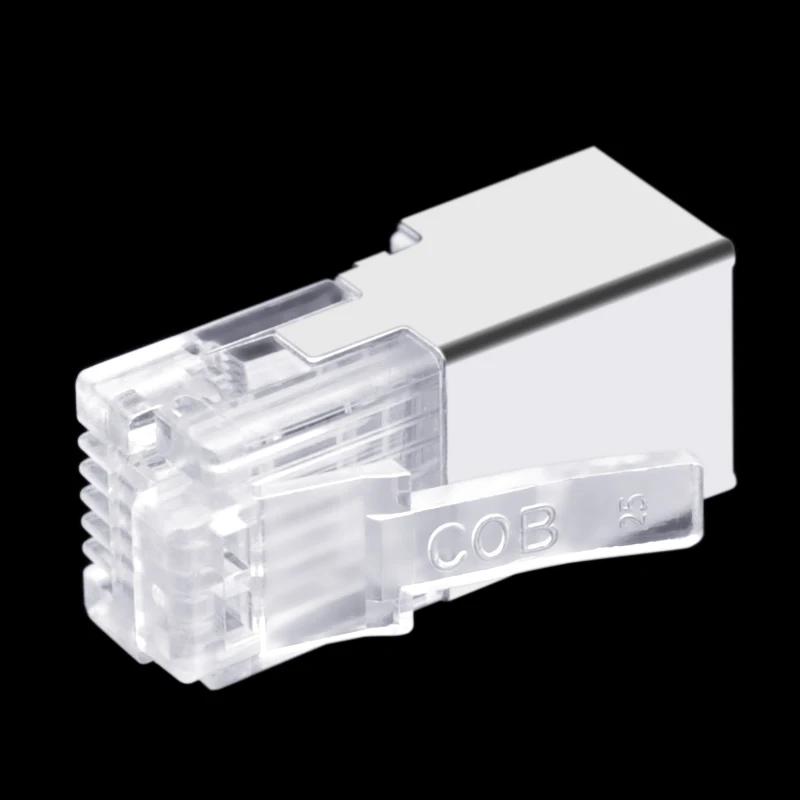 Linha Telefone Conector com Cabeça de Cristal Modular Plug Shield Cobre Shell Corpo Longo Ftp Núcleo Rj11 Rj12 6p6c 50 Pcs - Imagem 6