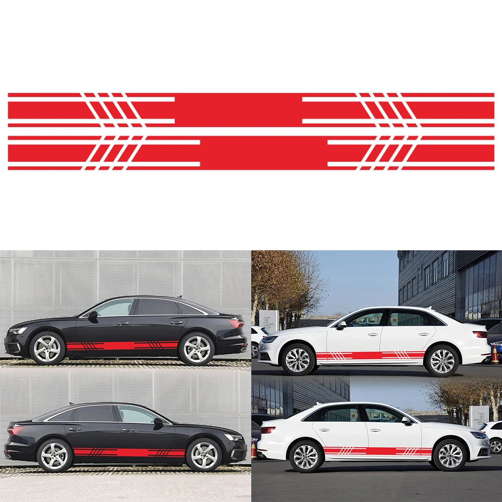 Car Stickers 2PCS Fun Sticker Car Vinyl Car Styling Side Stripes Skirt Sticker Decals Wraps Body Stickers Car Accessories