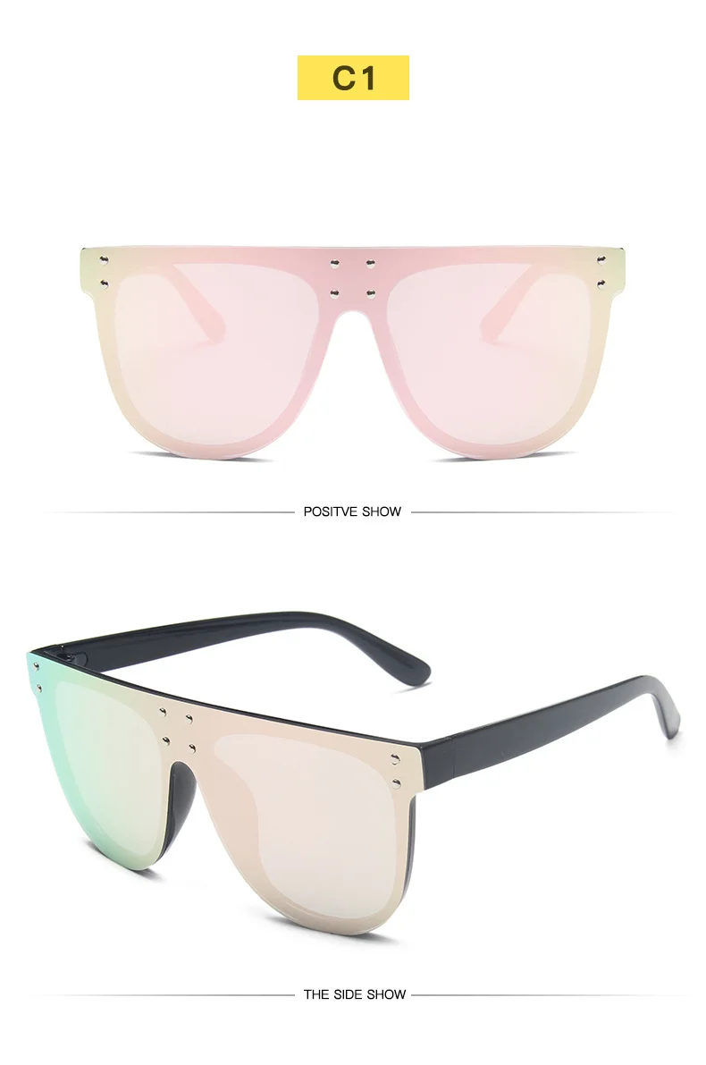 designer sunglasses VCKA 2021 Siamese Sunglasses Men Rice Nails Ladies Sunglasses Luxury Colorful Retro Sun Glasses Pink Mirror Shades For Women sunglasses for women