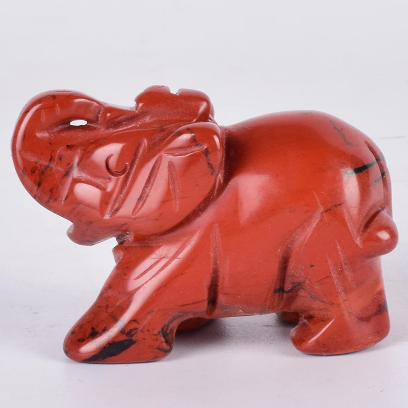 Red jasper 2 дюймов нефрита хрустальные фигурки слонов ремесло ручной резной натуральный камень мини статуя животного для декора Чакра Исцеление - Цвет: Red jasper