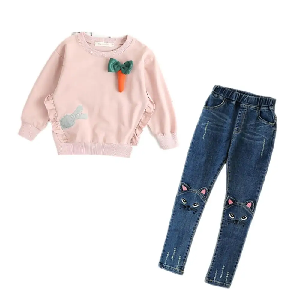 Лаванда Autumn Baby Bear Sequin Peacock Casual Lente Baby Kleding Sets Cartoon Afdrukken Sweatshirts+ Casual Cotton 2 Stuks voor - Цвет: Лаванда