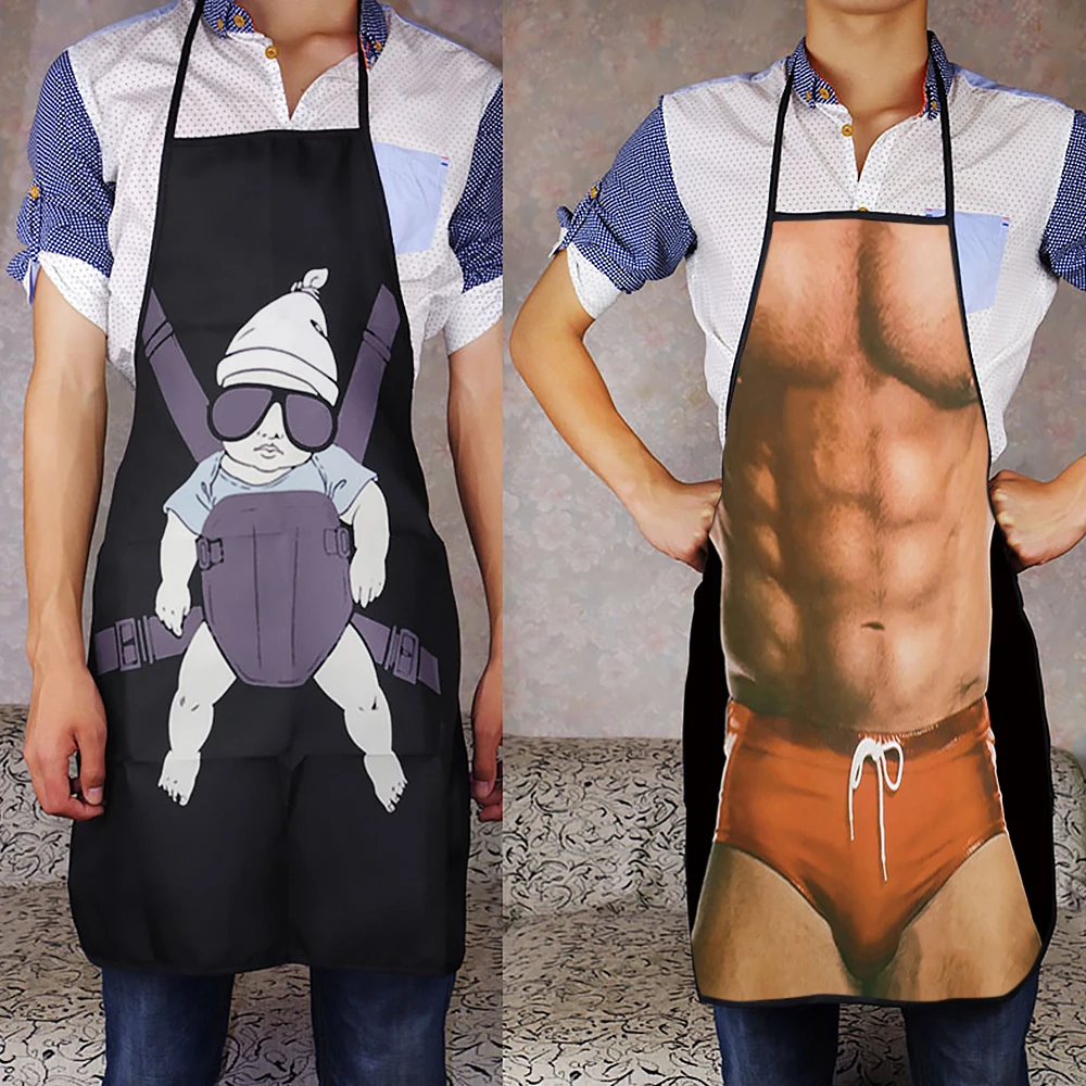 Funny Adjustable Cooking Apron Sexy Kitchen Dinner Party Baking Aprons For Woman And Man BBQ Party Cartoon Apron Kitchen Tools