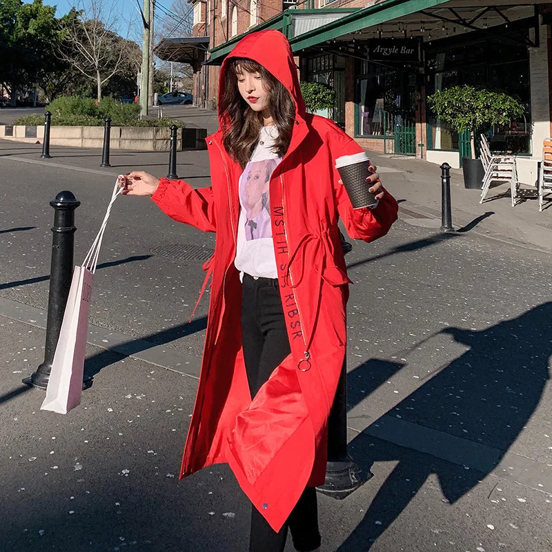 

Trench Coat Women's Mid-length Korean-style 2019 New Style Spring And Autumn Popular Loose-Fit Overcoat Long over-the-Knee WOMEN