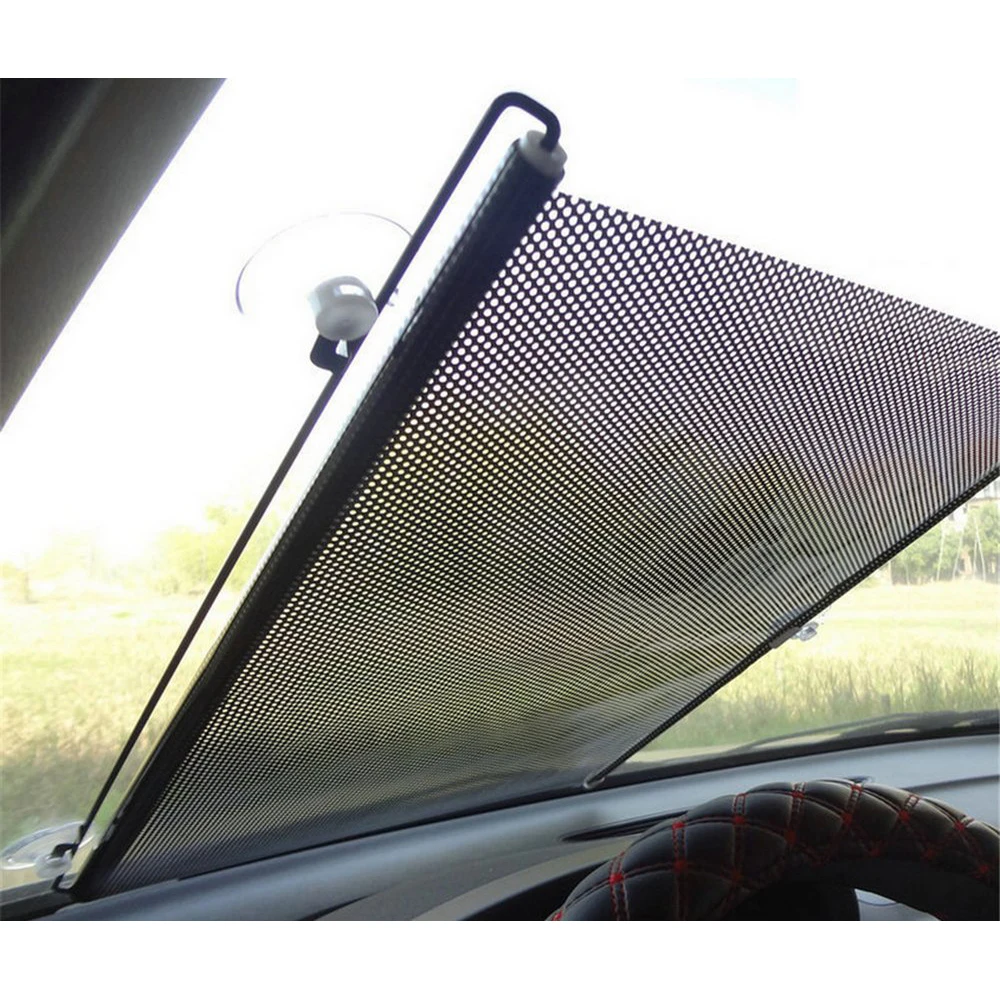 

high quality Stylish black dot design PVC Telescopic sun block outlet car sun block Sunshade front windshield
