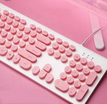 

Punk Mechanical Keyboard 104 Keys Switch Gaming Keyboards for Tablet Desktop Pink Gifts for Girls