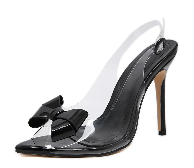 ELVIRAS прозрачные туфли-лодочки из прозрачного ПВХ женские босоножки женские вечерние туфли на высоком каблуке-шпильке с острым носком и бантом Туфли-лодочки для ночного клуба