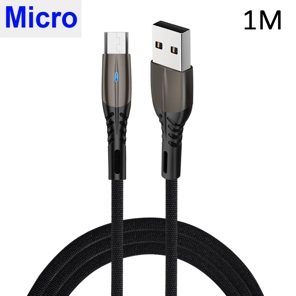 2.4A кабель для быстрой зарядки для Micro usb type C для iPhone, кабель для мобильного телефона, линия передачи данных, быстрая зарядка, поддержка передачи данных - Цвет: Black For Micro