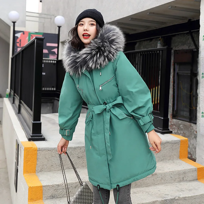 Зимняя женская куртка, длинное плотное пальто макси с меховым воротником, парка с капюшоном, Mujer,, теплая хлопковая стеганая Женская куртка с длинным рукавом, пальто - Цвет: chang22
