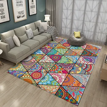 

2020Non-slip Bohemian Mandala Style Floral Pattern Rug Floor Mat Room Balcony Living Kitchen Living Bathroom Carpet Bedroom Room