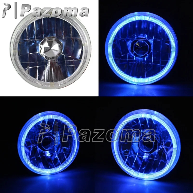 

5-3/4" Blue Motorcycle Projector H4 60/55W Crystal Halo Headlight For Harley Sportster XL 883 1200 Iron 883 Dyna Street Bob