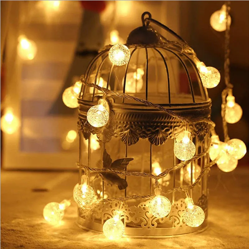 

20 LEDS Crystal Ball 2M AA Battery Powered LED String Fairy Lights Wedding Festival Christmas Party Decoration Light