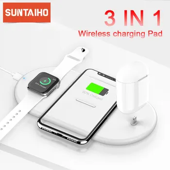 

Suntaiho 10W Fast Qi Wireless Charger For Iphone XS XR X 8 11Pro Max Wireless Charging Station For Apple Airpods Watch 5 4 3 2 1