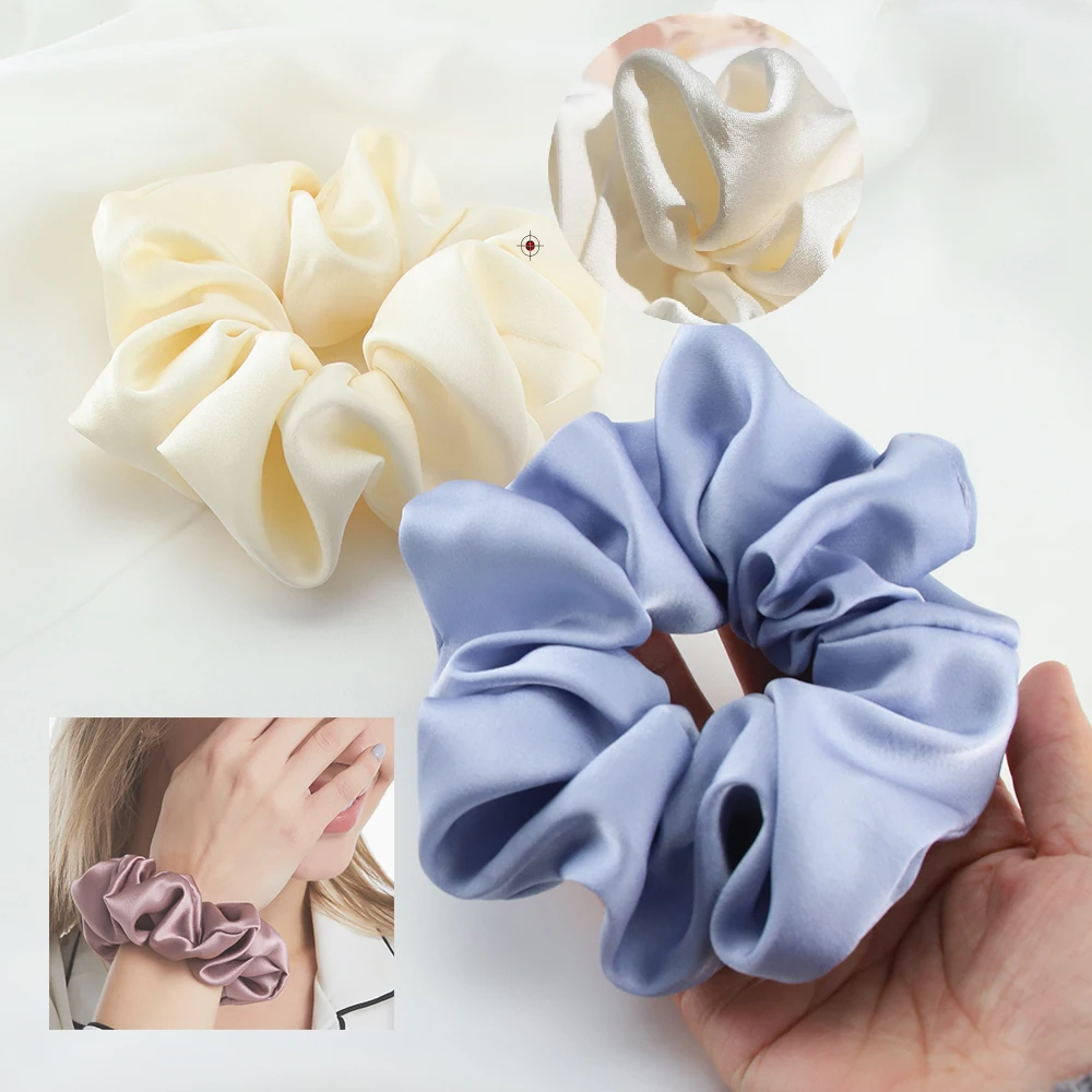 2PCS/Set Polyester Silk Large Scrunchies Elastic Rubber Hair Band Women Girls Solid Ponytail Holder Hair Tie Hair Accessories 2pcs tailgate hinge buffer rubber for byd e3 dm i had 5604815 trunk door lid hinge buffer block damping rubber pad particles