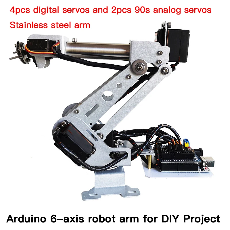 

Assembled 6 Axis Robot Arm Robotic Arm with 6pcs High Torque Servos Mechanical Control for Arduino DIY Project