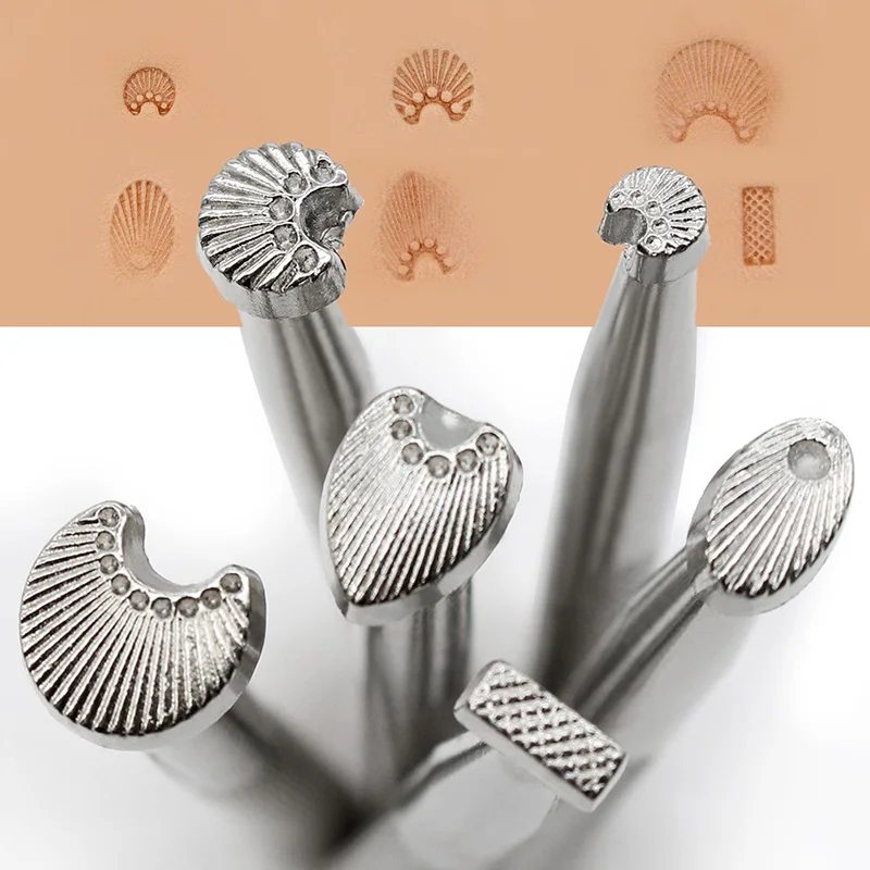 6 Patterns-Leather Stamping Tools Set for Working Printing Craft Designs Carving DIY Leathercraft Kit Wallet Saddle Appliance