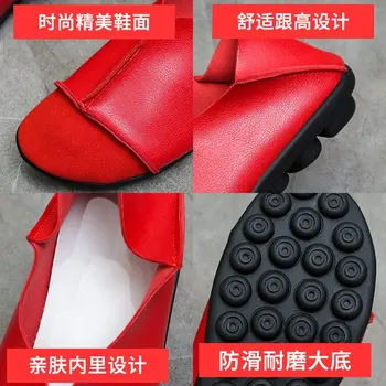 2021 Leather Shoes Moccasin Shoes Mom Loafers Soft Sole Casual Women Driving Ballet Shoes Comfortable Grandma Shoes 4