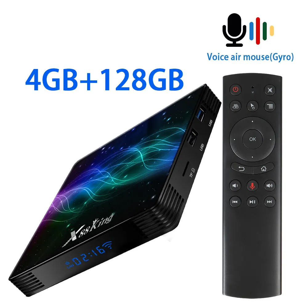 Transpeed X88 King 8 K Android 9,0 ТВ приставка S922X шестиядерный 64 бит 4K Youtube Netflix wifi 4 ГБ 16 ГБ 32 ГБ 64 Гб RGB светильник IP tv приставка - Цвет: 128G with Airmouse