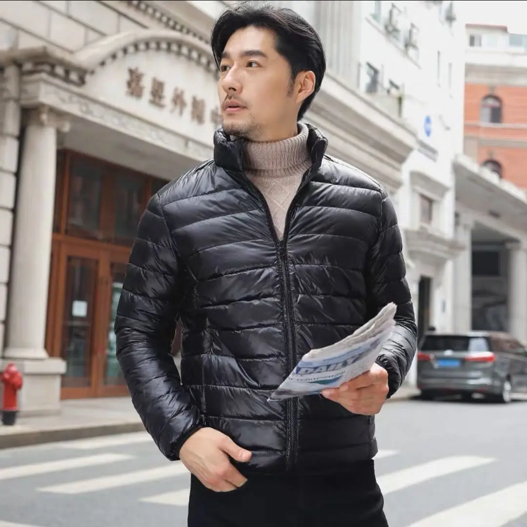 

Sided Wear 88% Down Content Winter White Duck Down Jacket Men Thin Ultra Light Winter Long Sleeve Winter Down Coat Plus Size 6XL