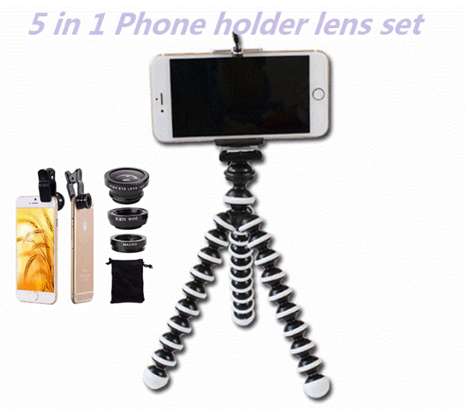 5 в 1 мобильный телефон комплект линз широкоугольный макро рыбий глаз линзы для