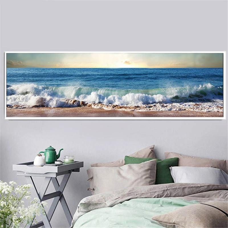 DIY diamond embroidery art home decor landscape full diamond painting Picture sea wave wall picture art square round diamonds_副本