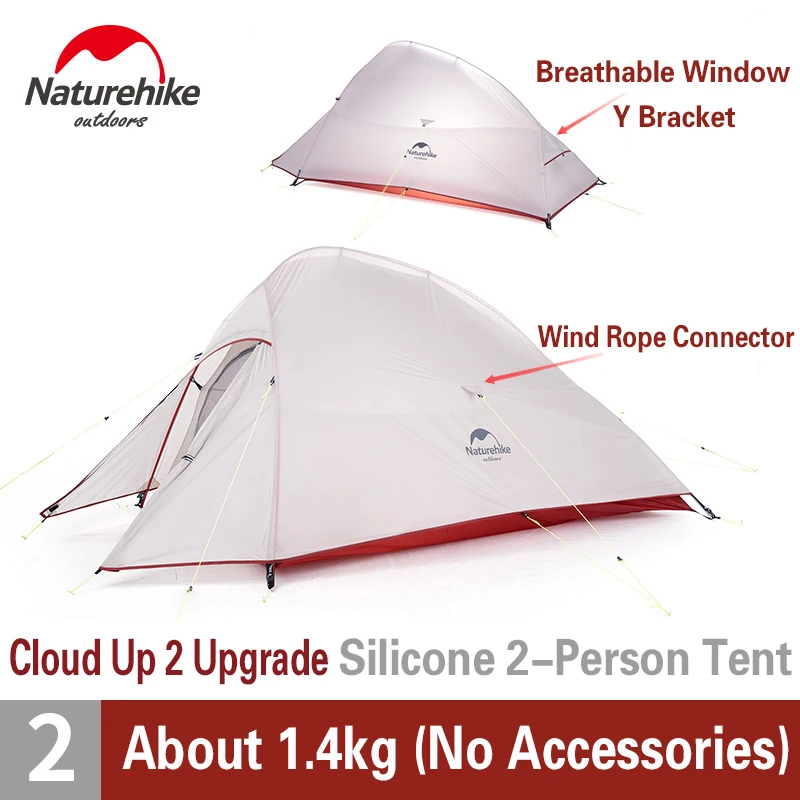 Палатка Naturehike Cloud Up 2 туристическая Ультралегкая на человек 20D/210T двухслойная водонепроницаемая Уличное