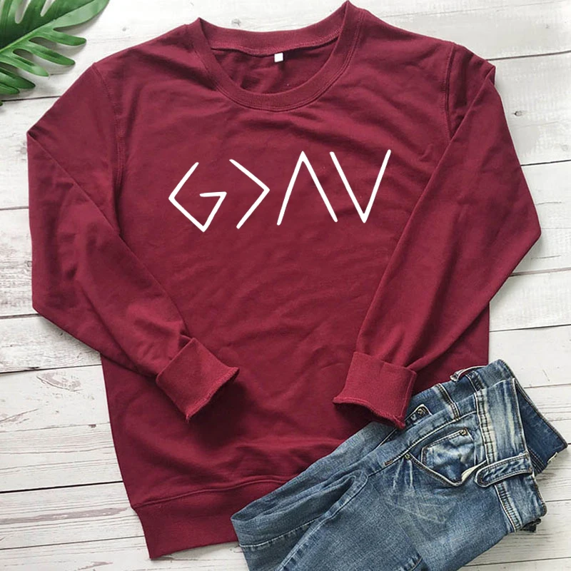 God Is more Than The Highs and Lows Women Sweatshirt Jesus Believe женский джемпер с длинным рукавом