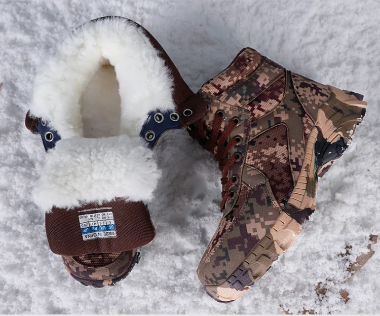 Ботильоны из натуральной шерсти; мужские зимние ботинки; Size38-46; теплая Военная обувь; мужские зимние ботинки; Новинка; камуфляжные не сужающиеся книзу кроссовки; мужская обувь