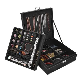 

Flannel Double Drawer Jewelry Box Earring Necklace Bracelet Storage Box Large Capacity Waterproof