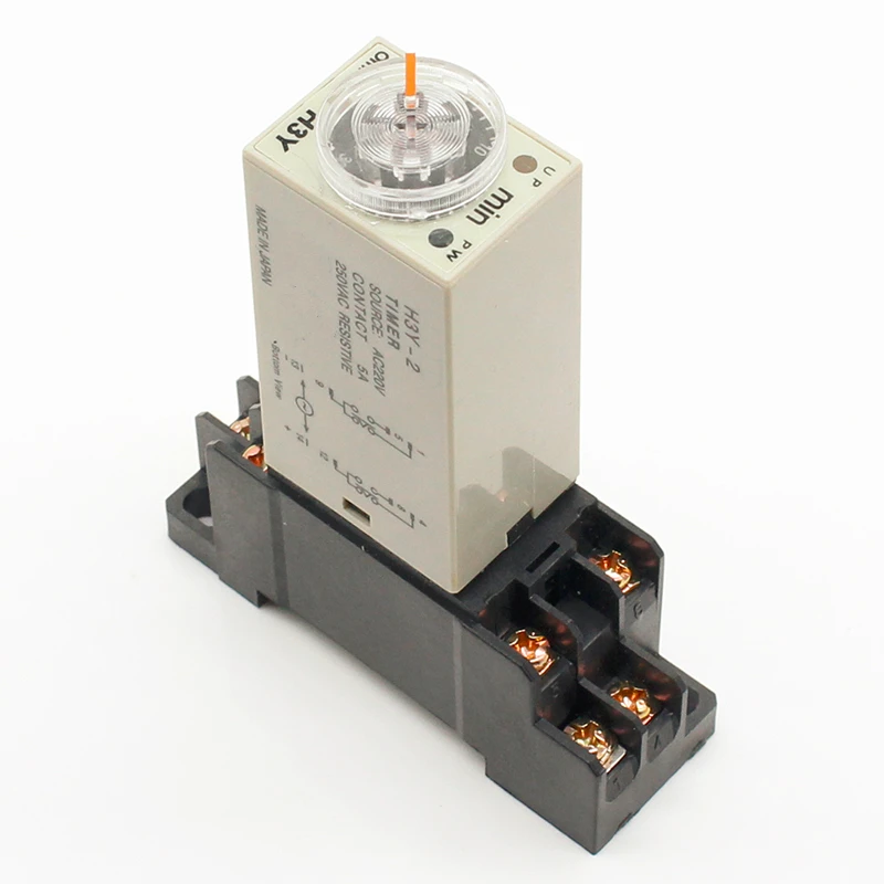 1pcs H3Y 2 AC 220V Delay Timer Time Relay 0 30 Minute/Seconds with Base
