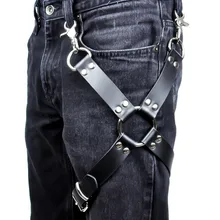 Панк пастельный, готический Pu кожаная портупея пояс поддерживающий пояс на лямках Для мужчин бедра ремни подтяжки для джинсовые штаны гот ремни для ног