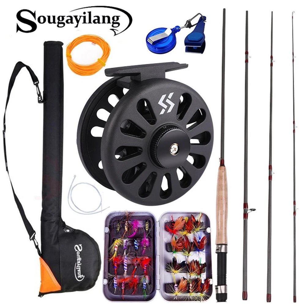 

Sougayialng 2.7M 8.86FT #5/6 Fly Fishing Rod Set Fly Rod and Fly Reel Combo with fishing Bag Line Accessories lures Box Combos