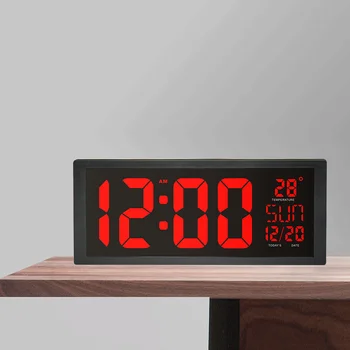 

Large Number LED Wall Clock Display Electronic Thermometer Week Decorate Time Memory Clock Home Wall Clocks Digital Clock
