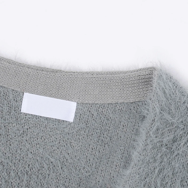 [EAM] Gray Big Size Knitting Sweater Loose Fit