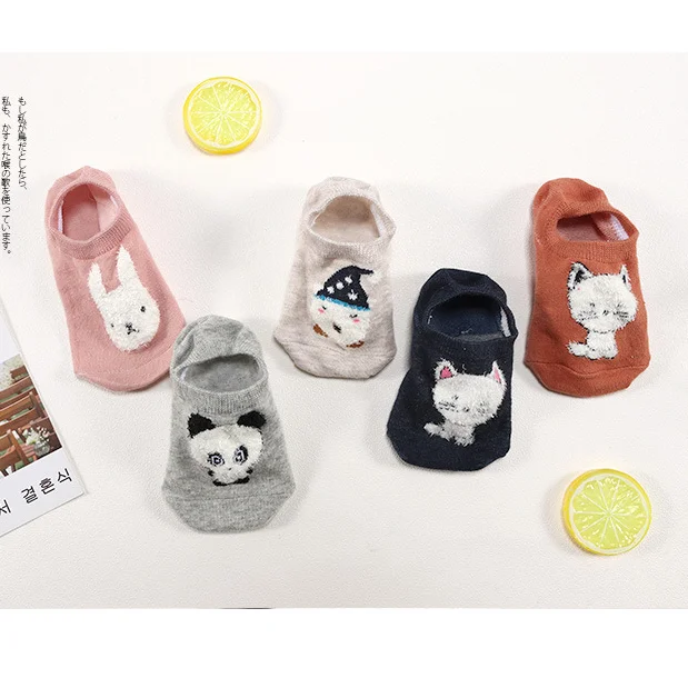 10 Piece=5 Pairs/lot Cute Animal Spring Women Socks Set Korean Style Funny Cat Dog Panda Low Cut Ankle Short Sox Happy Size34-40 12
