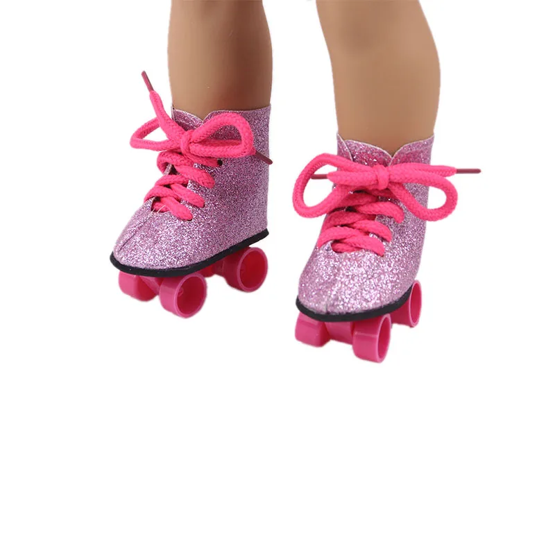 UK Seller 18" doll £7 PINK ICE SKATES Boots & ROLLER skates 7cm Our Generation 
