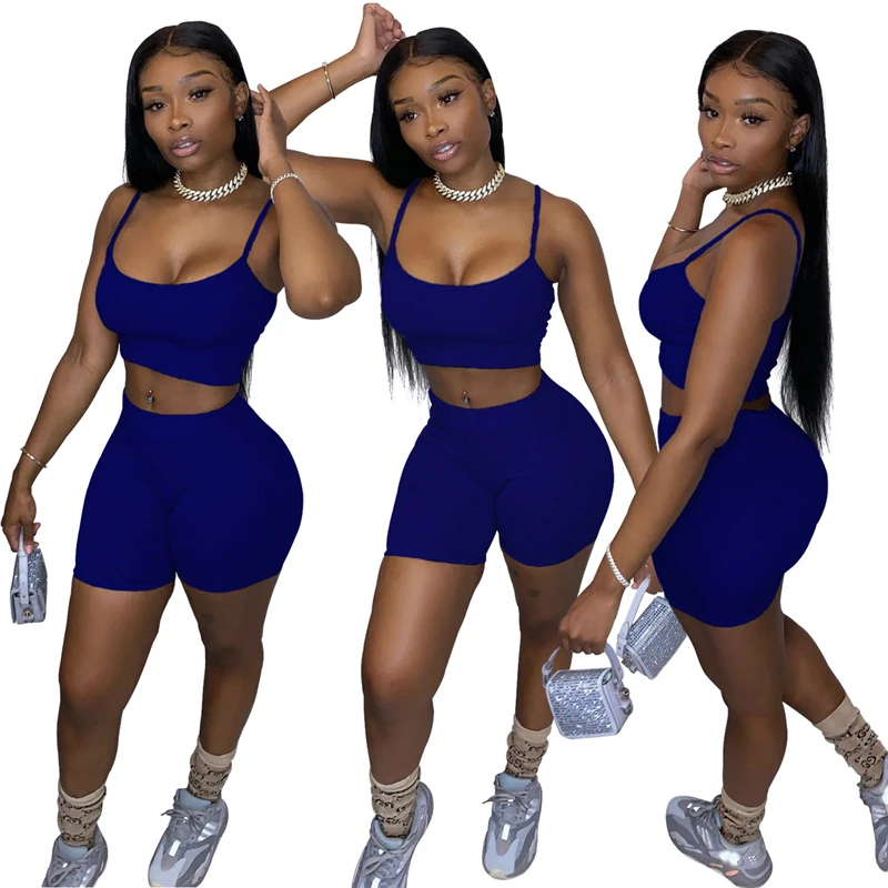 Adogirl Women Tracksuit Fashion Casual Solid Color Camisole Tops Shorts Two Piece Suit Pants Set Summer Fitness Outfits