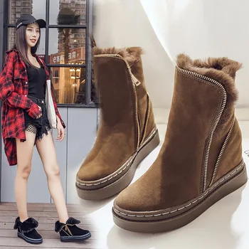 

Snow boots fashion autumn and winter new warm and velvet thick-soled versatile booties increased cotton shoes women's shoes