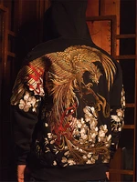 Fashion High Quality Heavy Work Coats Street Streetwear Yokosuka Phoenix Sakura Ukiyoe Embroidery Baseball Jacket Tops L6 1