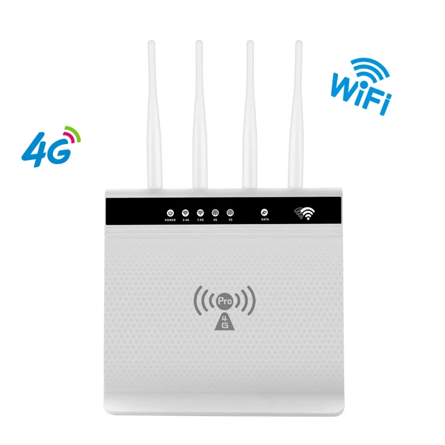 4G LTE Modem Router, Unlocked, SIM Card Slot, 1200Mbps Mesh WiFi, High Gain  Antennas (US Plug)